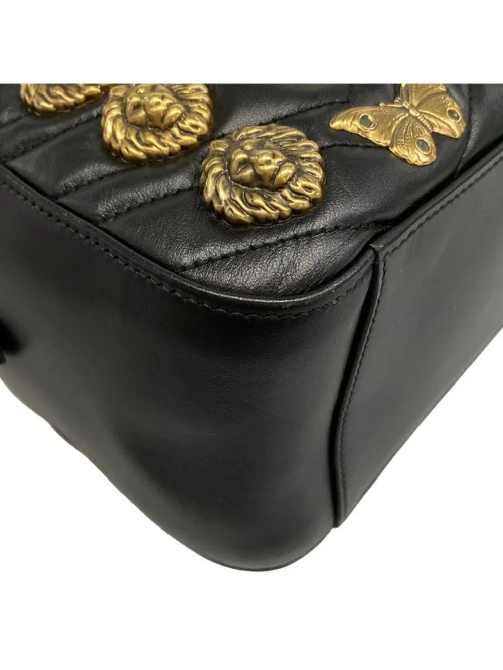 Gucci Backpack GG Marmont Quilted Leather Black Animal Butterfly